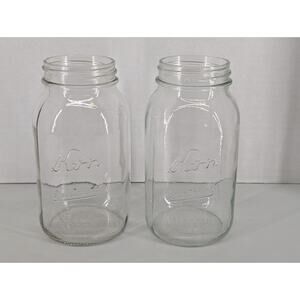 Lot of 2 Kerr Clear Self Sealing 7" Tall Mason Jar (No Lid)